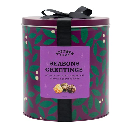 Season's Greetings Popcorn Gift Tin – Gourmet Popcorn Trio 400g